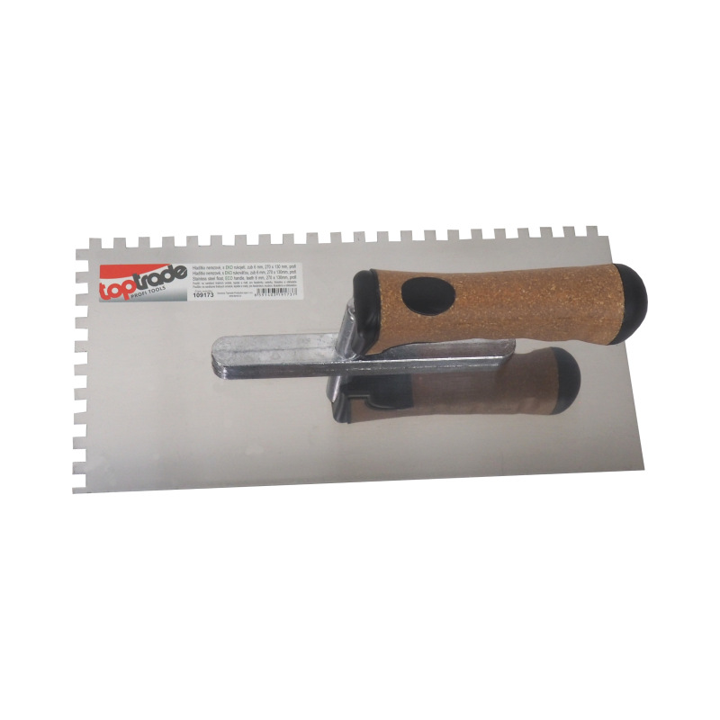 TOPTRADE hladítko nerezové, s EKO rukoväťou, zub 6 mm, 270 x 130 mm, profi 3