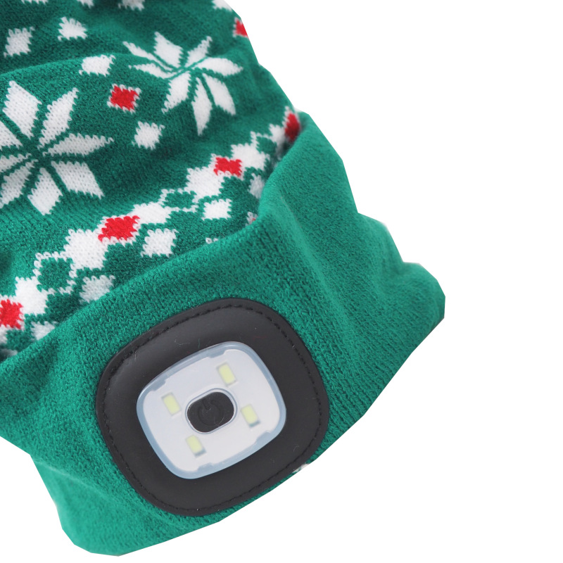 čiapka LED, X-mas, veľkosť L, s LED svetlom, zelená 4