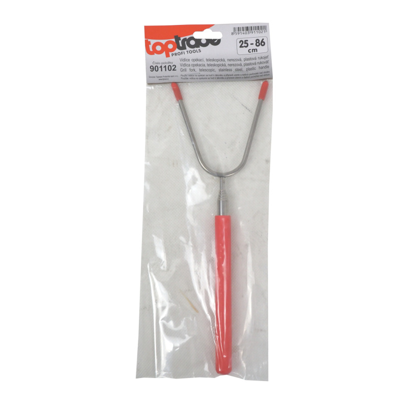 TOPTRADE vidlica opekacia, teleskopická, nerezová, plastová rukoväť, 25 – 86 cm 1