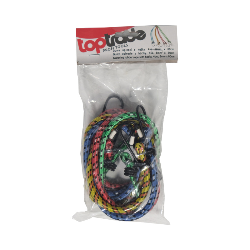 TOPTRADE gumolano upínacie, pavúk s háčikmi, súprava 4 ks, O 8 mm x 80 cm 1