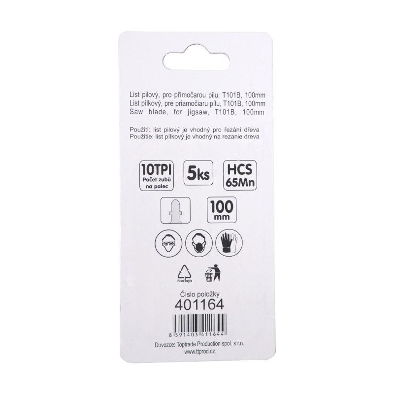 TOPTRADE list pílový, pre priamočiaru pílu, sada 5 ks, T101B 100 mm, drevo 2