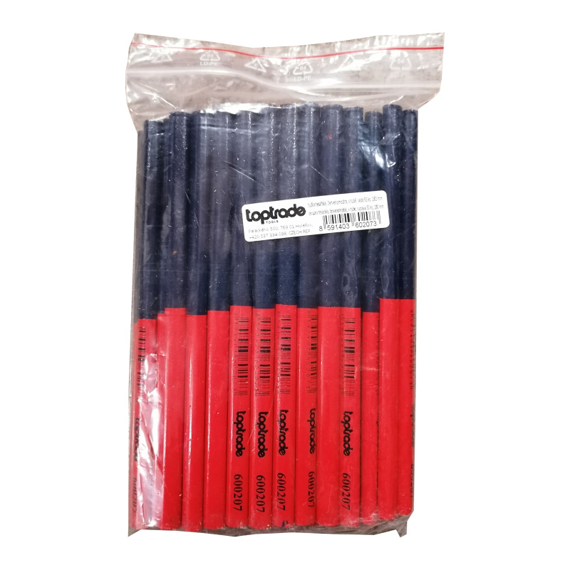 TOPTRADE ceruzka tesárska, červenomodrá, v tube, súprava 50 ks, 180 mm - BAZÁR - 2