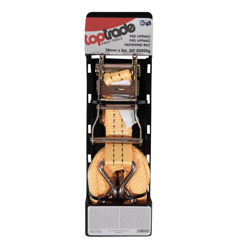 TOPTRADE pás upínaci, s hákmi a račňou, do 2000 kg, 38 mm x 5 m 1