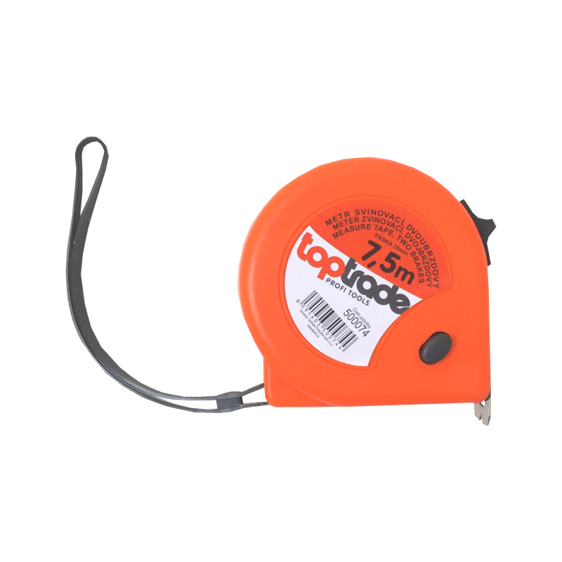 TOPTRADE meter zvinovací, dvojbrzdový, 25 mm x 7,5 m