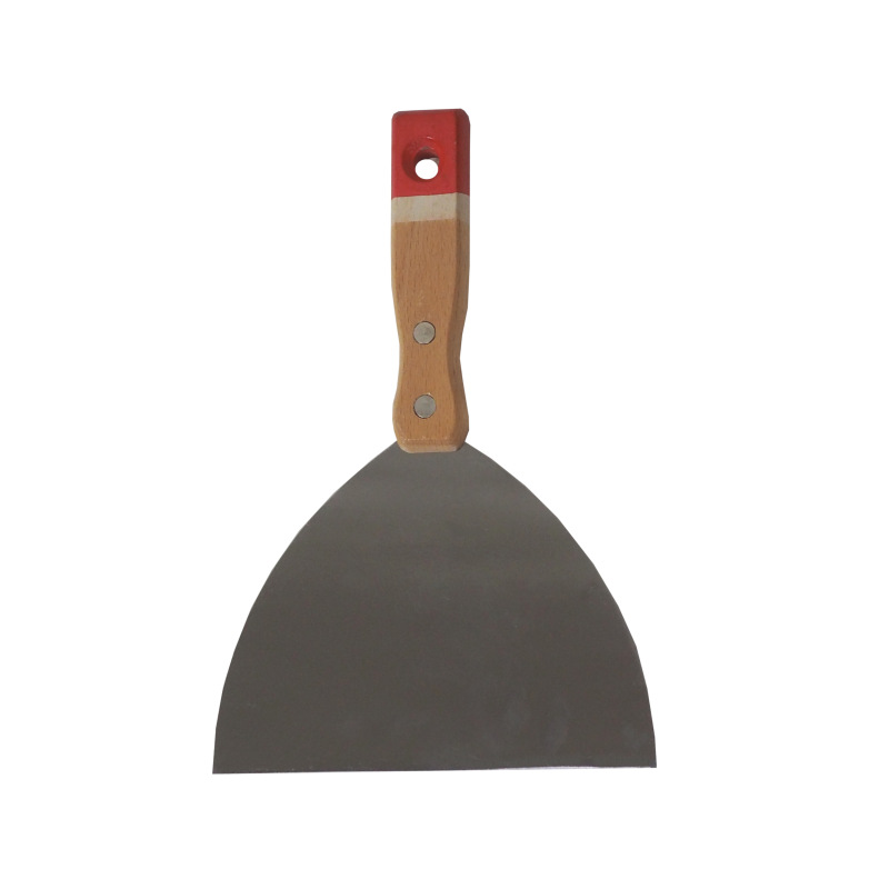 TOPTRADE špachtľa nerezová, s drevenou, nitovanou rukoväťou, 150 mm, profi