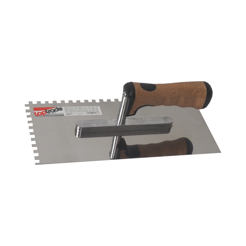TOPTRADE hladítko nerezové, s EKO rukoväťou, zub 6 mm, 270 x 130 mm, profi 5
