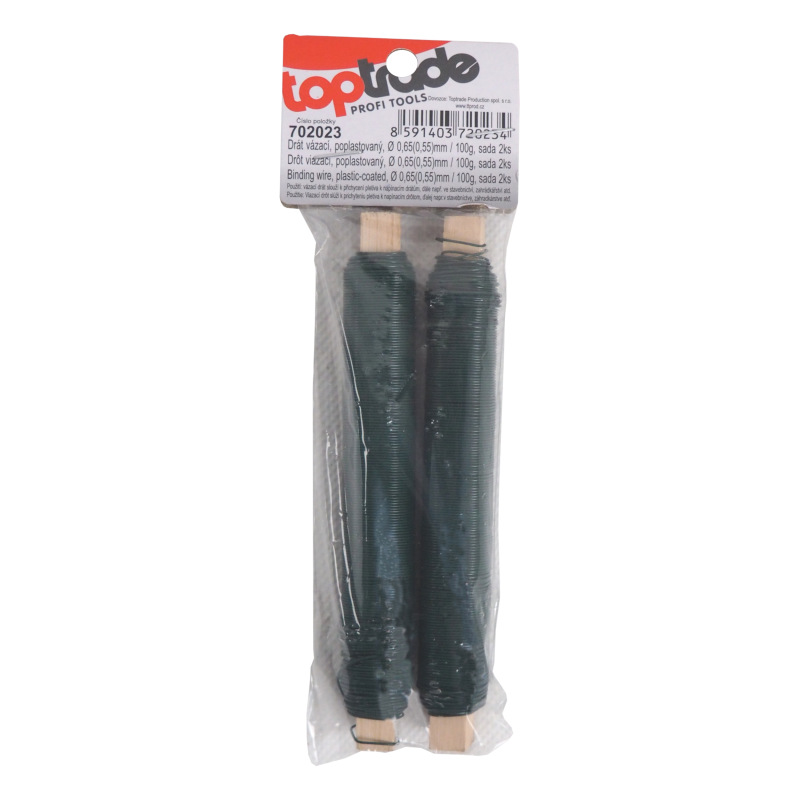 TOPTRADE drôt viazací, poplastovaný, zelený, O 0,65 (0,55) mm / 100 g, súprava 2 ks 1