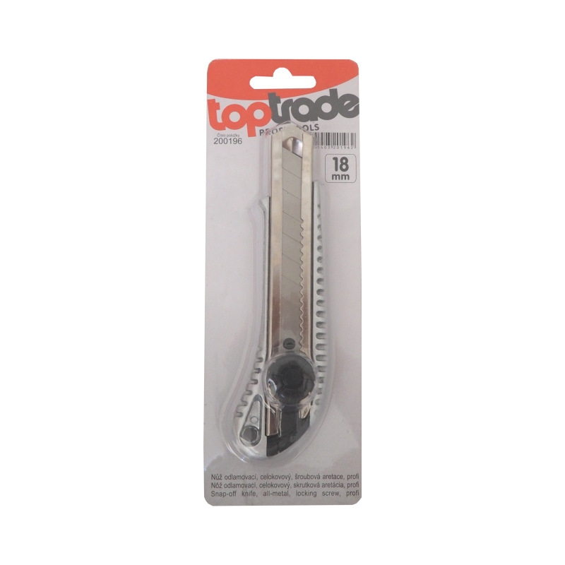 TOPTRADE nôž odlamovací, celokovový, skrutková aretácia, 18 mm, profi 1