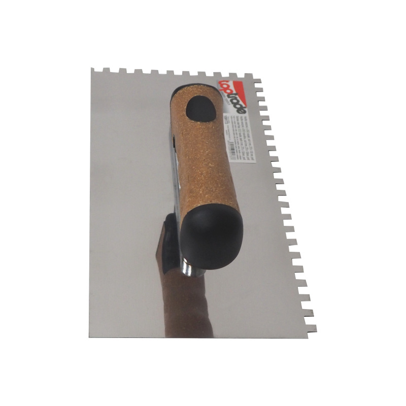 TOPTRADE hladítko nerezové, s EKO rukoväťou, zub 6 mm, 270 x 130 mm, profi 6