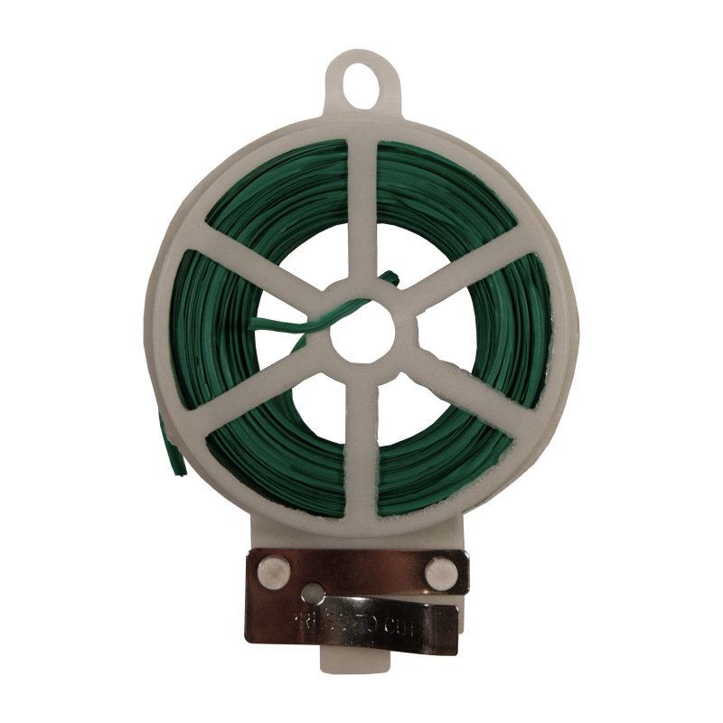 TOPTRADE drôt oceľový, poplast., zelený, planžet. nožnice v plast. puzdre, 0,4 mm x 30 m