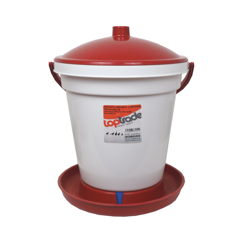 TOPTRADE napájačka plastová, vedrová, s plavákom, pre sliepky, 18 l 2