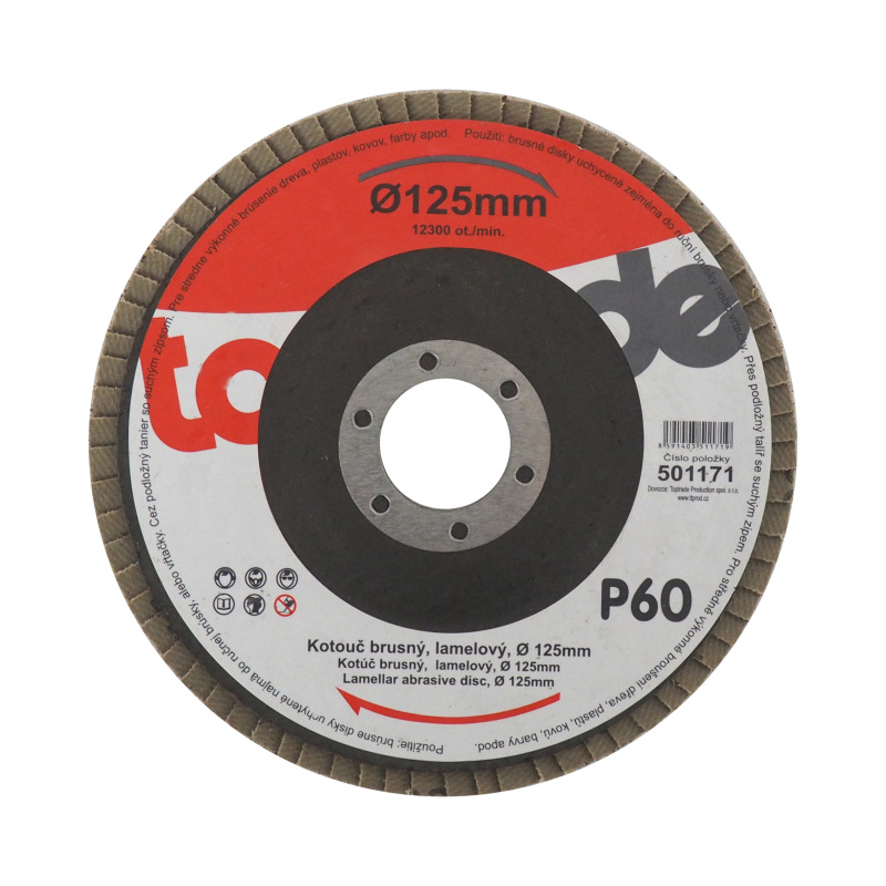 TOPTRADE kotúč brúsny, lamelový, zrnitosť 60, 125 x 22,2 x 2 mm