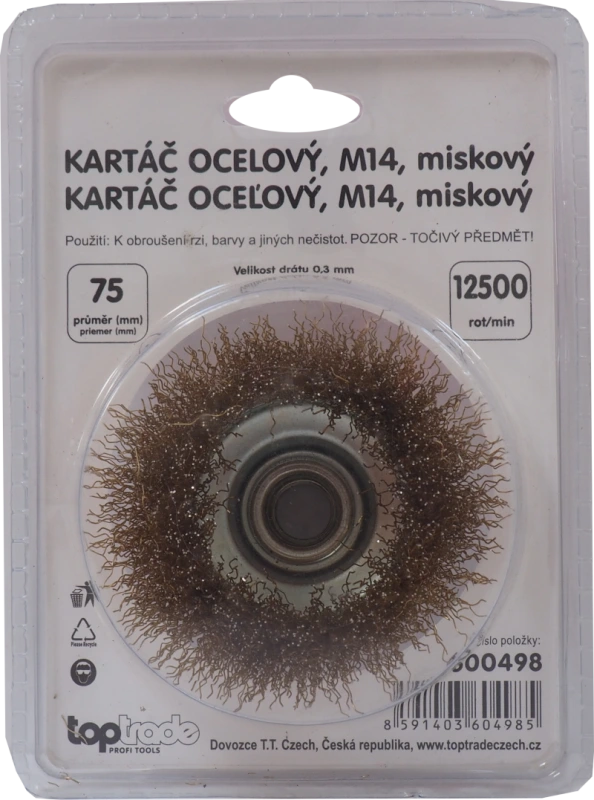 TOPTRADE kartáč oceľový, hrnčekový, M14, O 100 mm 2