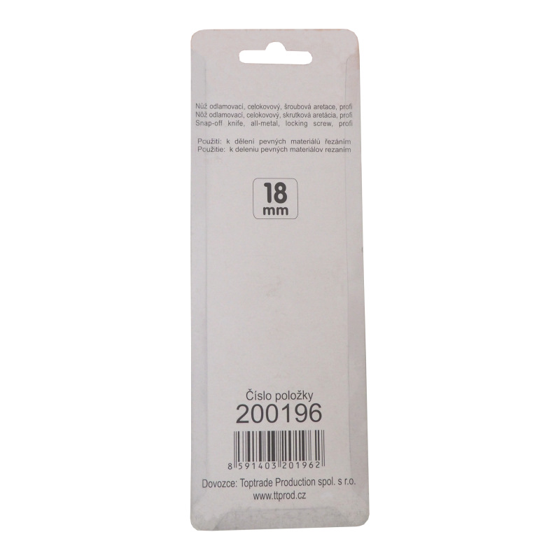 TOPTRADE nôž odlamovací, celokovový, skrutková aretácia, 18 mm, profi 2