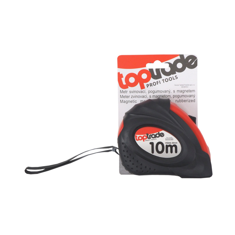 TOPTRADE meter zvinovací, s pogumovaným obalom a magnetom, 25 mm x 10 m 1