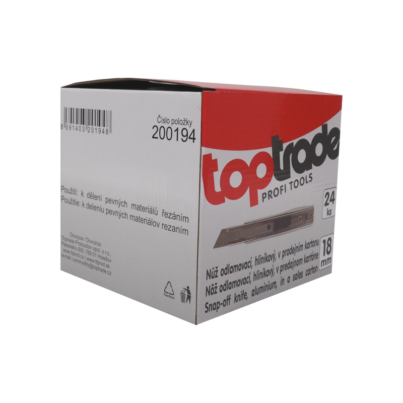 TOPTRADE nôž odlamovací, hliníkový, v predajnom kartóne, súprava 24 ks, 18 mm 5