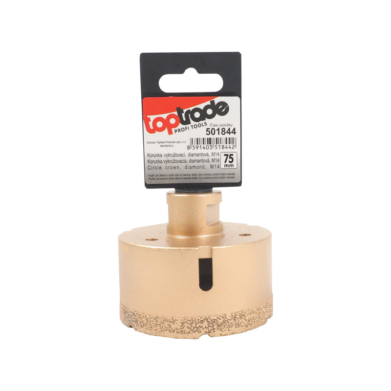 TOPTRADE korunka vykružovacia, diamantová, M14, O 75 mm 1