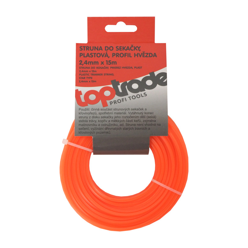 TOPTRADE struna do kosačky, plastová, prierez hviezda, 2,4 mm x 15 m 1