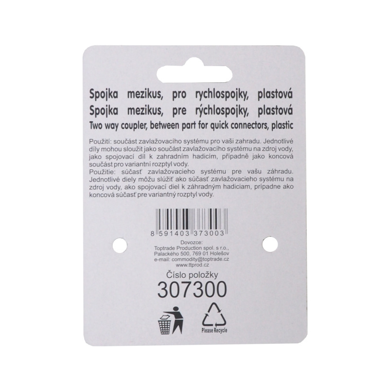 TOPTRADE spojka, medzikus, 2 vývody, 1/2'' 3