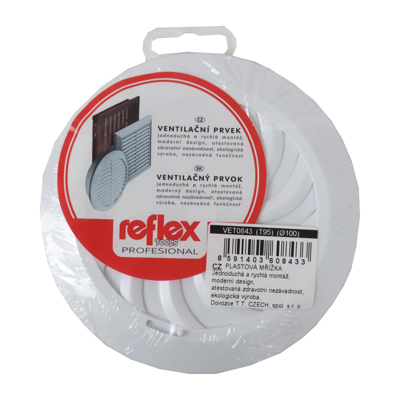 TOPTRADE mriežka vetracia, plastová, biela, guľatá, O 135/100 mm 1