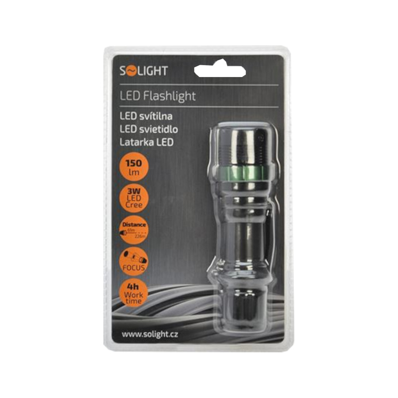 svietidlo kovové, LED, 150 lm, 3x AAA, FOKUS 1
