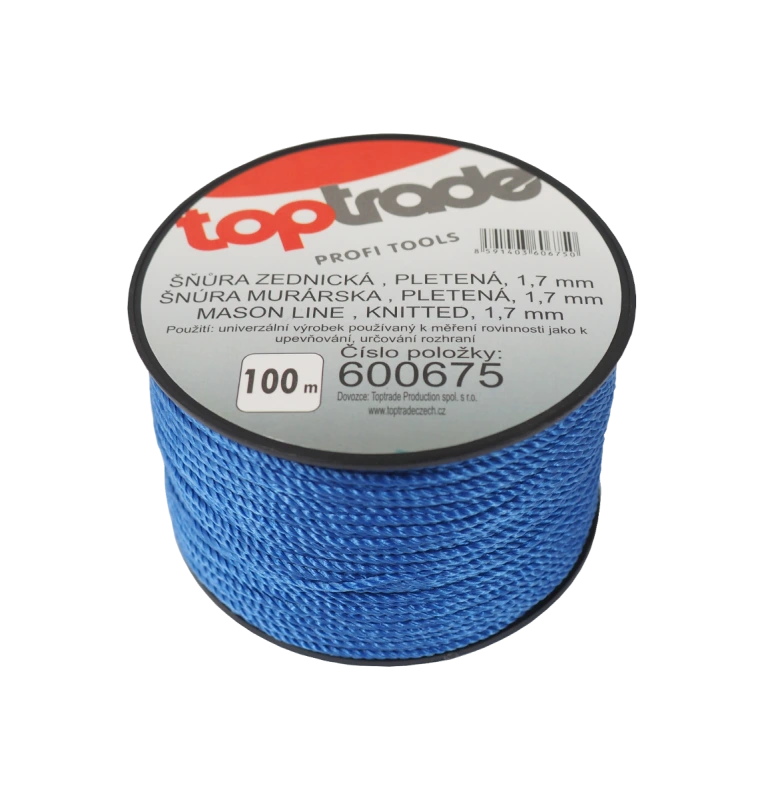 TOPTRADE šnúra murárska, pletená, O 1,7 mm / 50 m