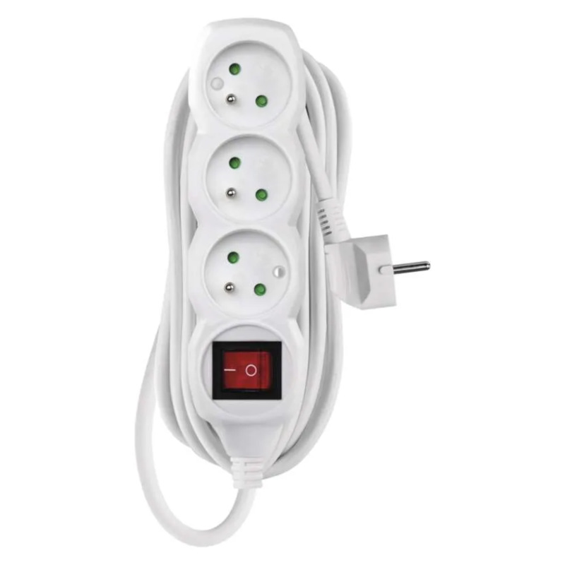 kábel predlžovací, biely, 3 zásuvky, s vypínačom, 7 m, ~ 250 V / 10 A 2