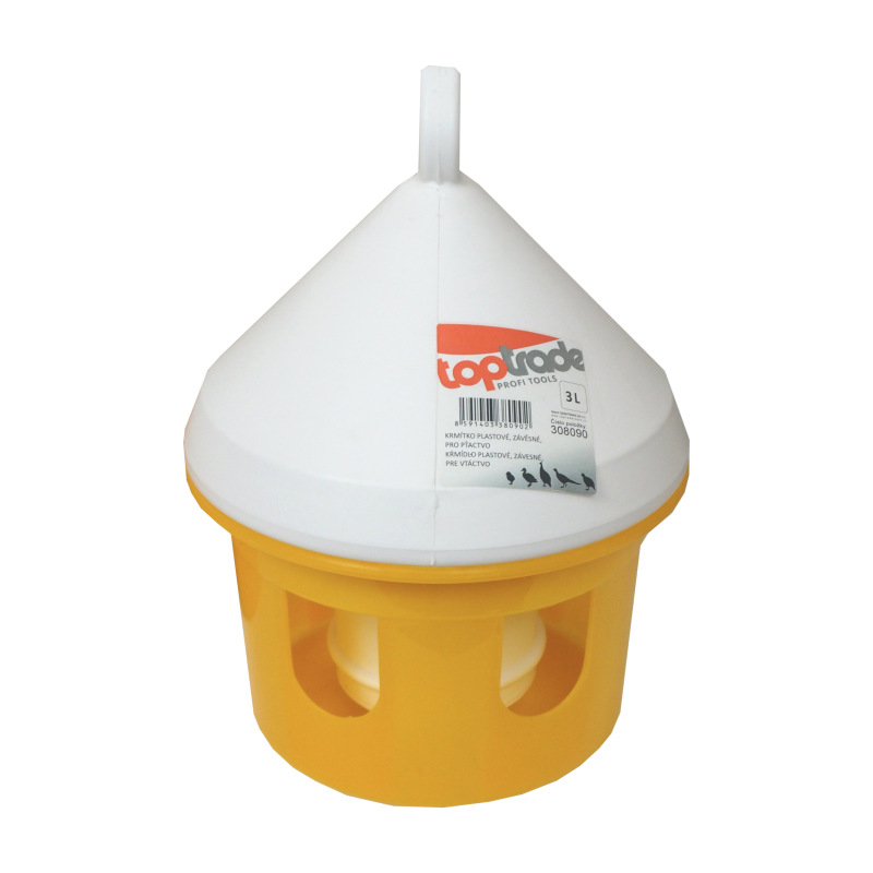 TOPTRADE kŕmidlo plastové, závesné, pre vtáctvo, 3 l 1