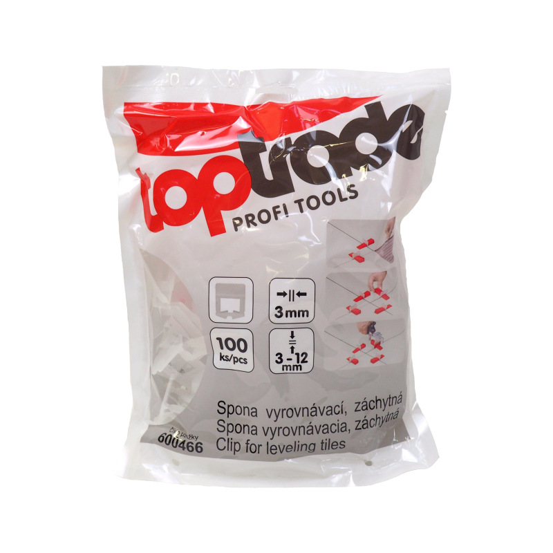 TOPTRADE spona, vyrovnávacia, záchytná, hr. 3 mm, vyrovnávacie výška 3 - 12 mm / 100 ks 1