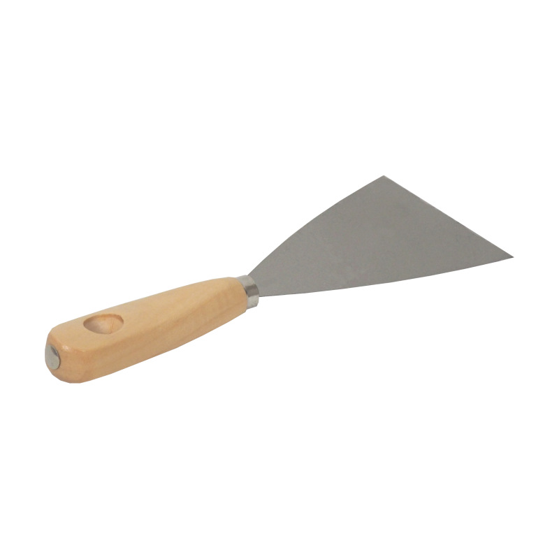 TOPTRADE špachtľa oceľová, s drevenou rukoväťou a náklepovým nitom, 100 mm, hobby 7