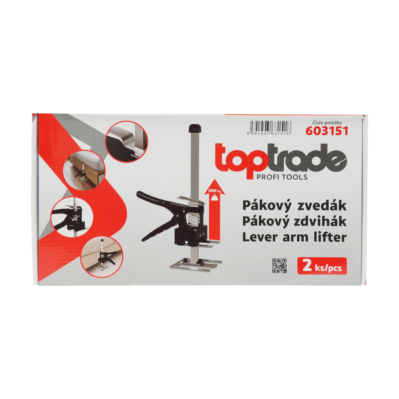 TOPTRADE nástroj zdvíhací EASYLIFT, kovový, nosnosť max. 200 kg, súprava 2 ks 1