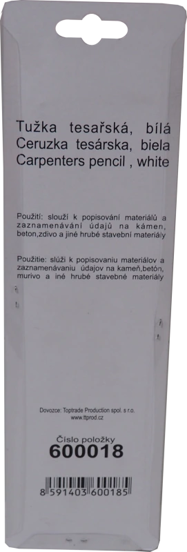 TOPTRADE ceruzka tesárska, biela, súprava 12 ks, 250 mm 2