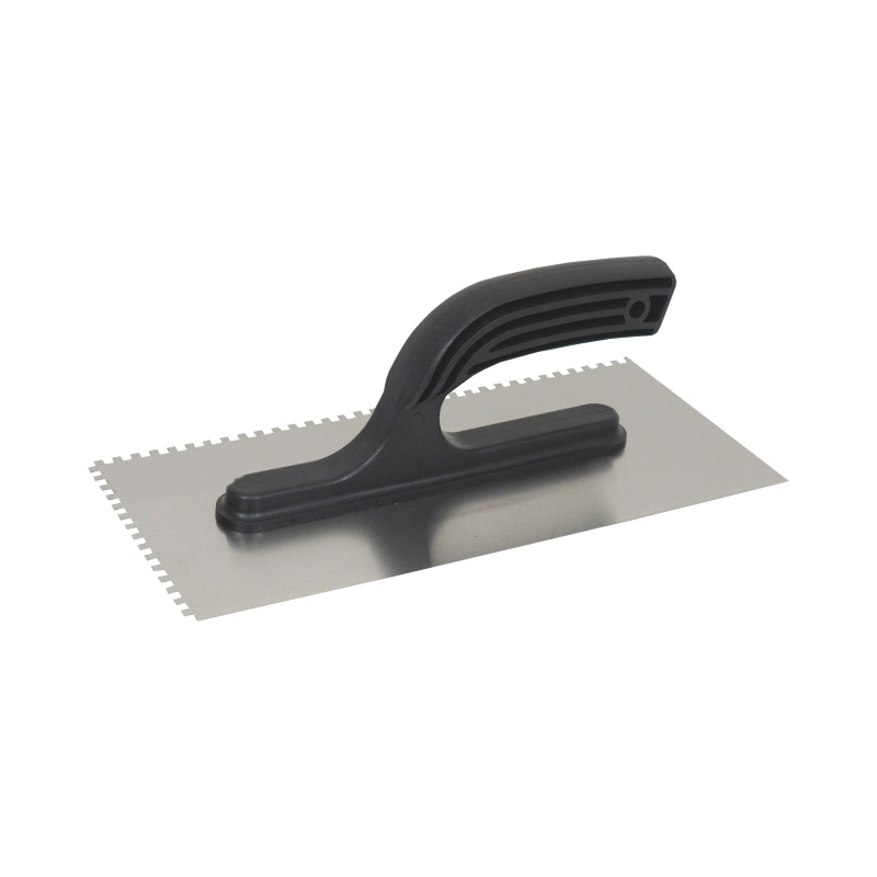 TOPTRADE hladítko nerezové, s plastovou rukoväťou, zub 4 mm, 270 x 130 mm, hobby