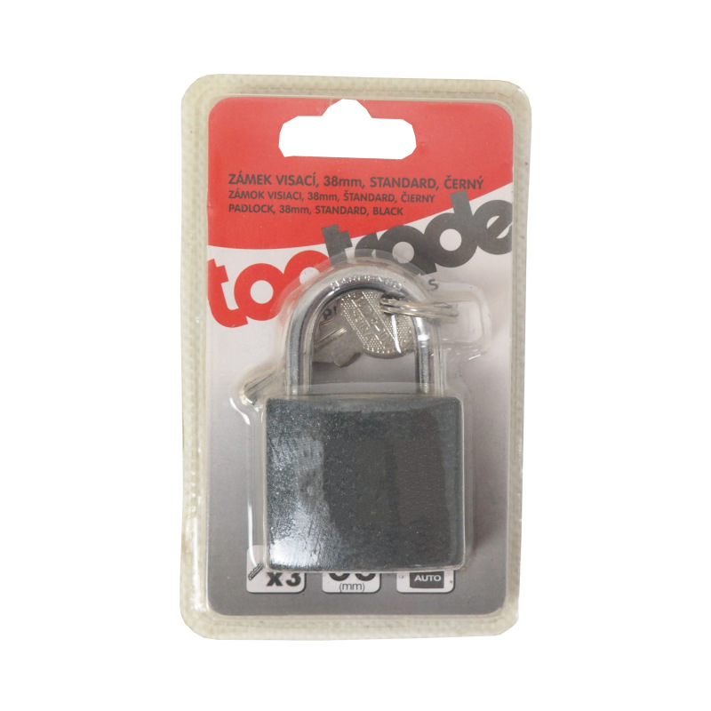 TOPTRADE zámok visiaci, čierny, 38 mm 1