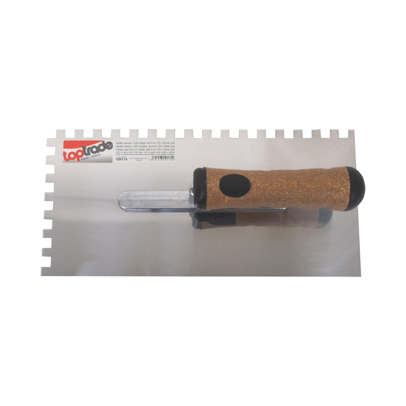 TOPTRADE hladítko nerezové, s EKO rukoväťou, zub 8 mm, 270 x 130 mm, profi 3