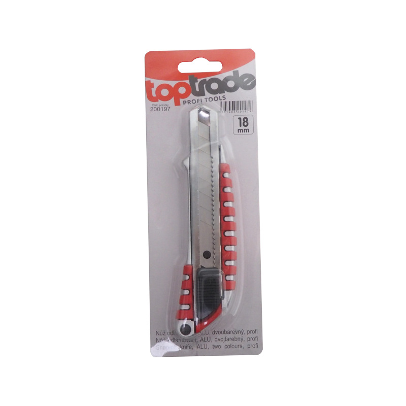 TOPTRADE nôž odlamovací, ALU, dvojfarebný, 18 mm, profi 1
