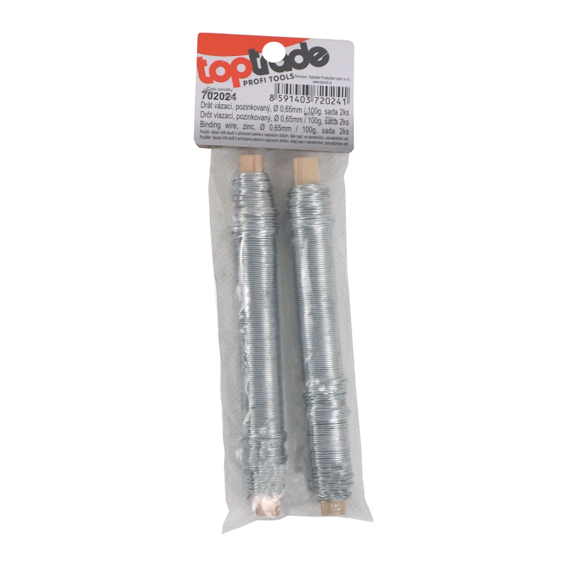 TOPTRADE drôt viazací, pozinkovaný, O 0,65 mm / 100 g, súprava 2 ks 1