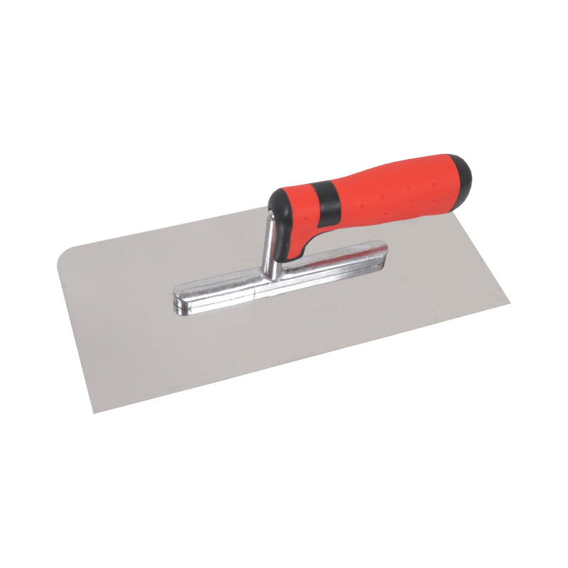 TOPTRADE hladítko nerezové, s pogumovanou rukoväťou, hladké, 2 oblé rohy, 280x130 mm,profi