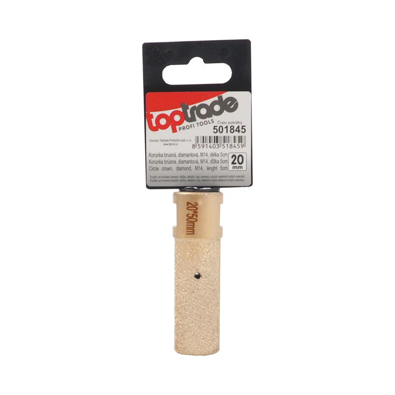 TOPTRADE korunka brúsna, diamantová, M14, O 20 mm, dĺžka 5 cm 1