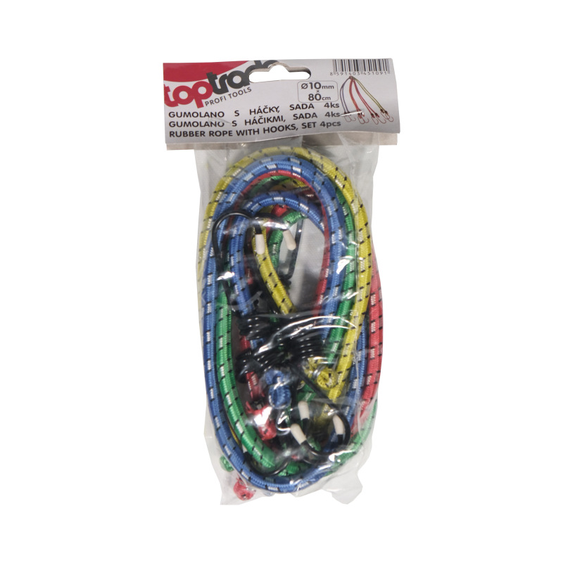 TOPTRADE gumolano upínacie, pavúk s háčikmi, súprava 4 ks, O 10 mm x 80 cm 1