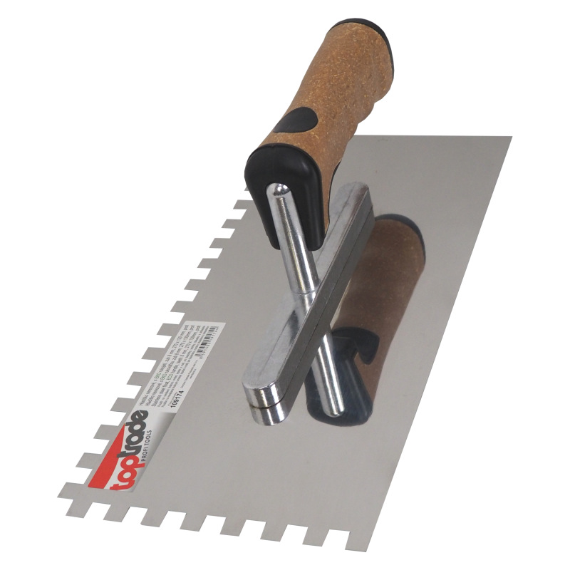 TOPTRADE hladítko nerezové, s EKO rukoväťou, zub 8 mm, 270 x 130 mm, profi 4