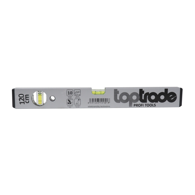 TOPTRADE vodováha strieborná, 2 libely, 1200 mm, štandard
