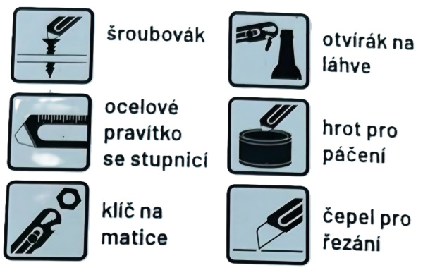 TOPTRADE nôž odlamovací, nerezový, multifunkčný, 6 v 1, 18 mm 1