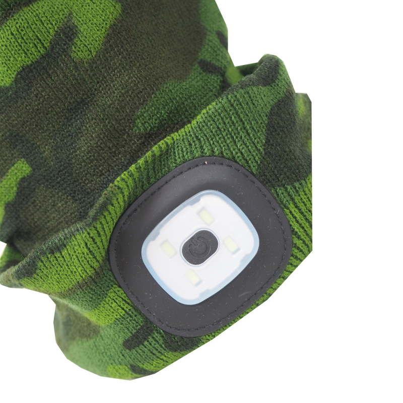 čiapka LED, veľkosť L, s LED svetlom, zelená kamufláž 6