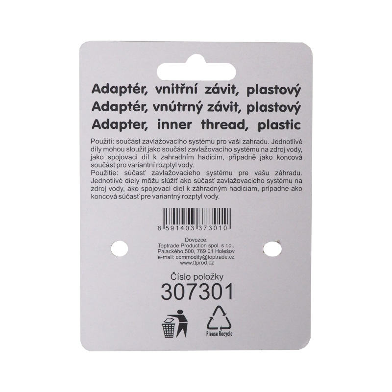 TOPTRADE adaptér, vnútorný závit, 1/2" 3