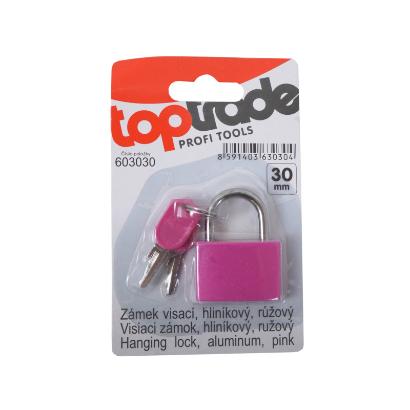 TOPTRADE zámok visiaci, ružový, 30 mm 1