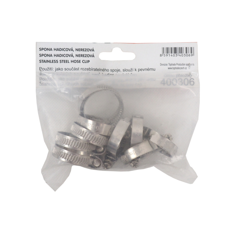 TOPTRADE spona nerezová, hadicová, sada 10 ks, 20 – 32 mm 3