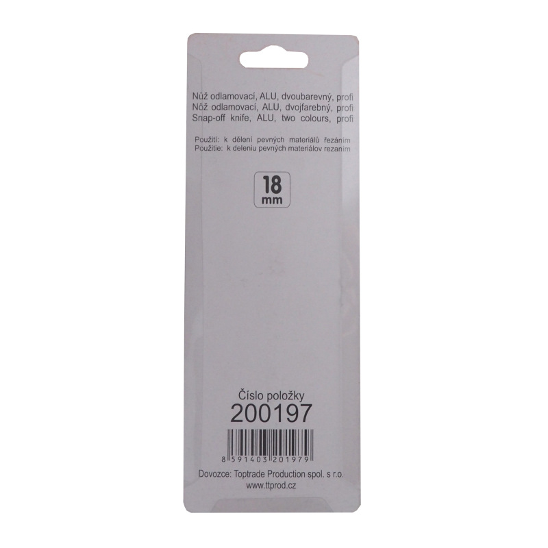 TOPTRADE nôž odlamovací, ALU, dvojfarebný, 18 mm, profi 2