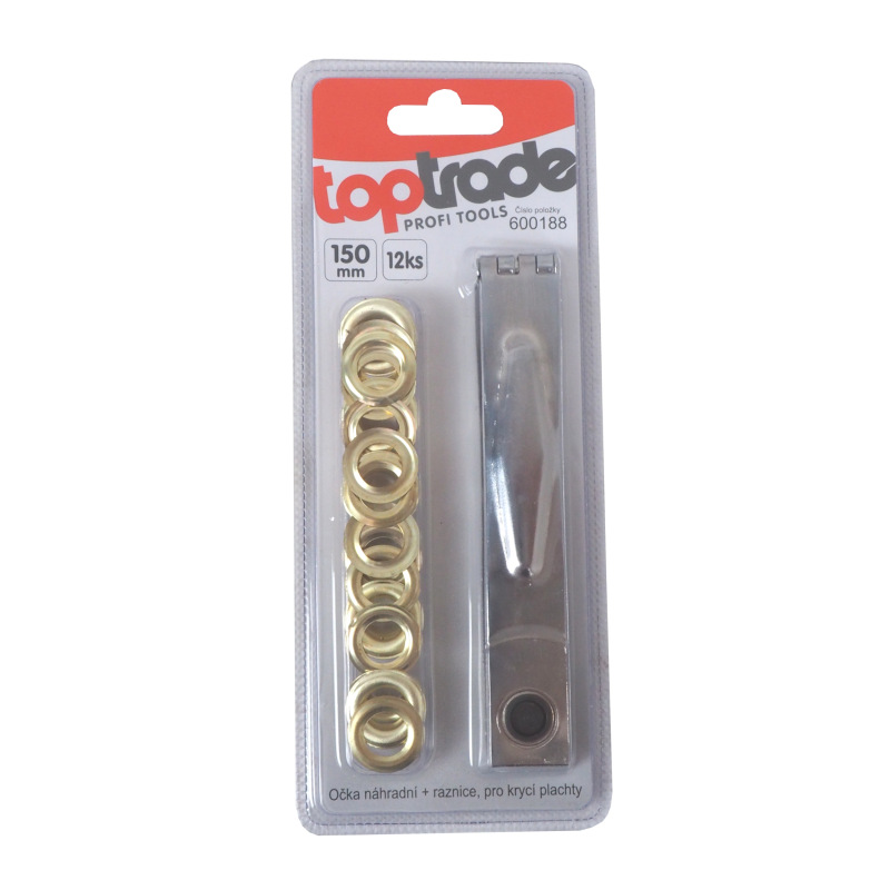 TOPTRADE kliešte lisovacie, pre krycie plachty, súprava 12 ks, 150 mm 1