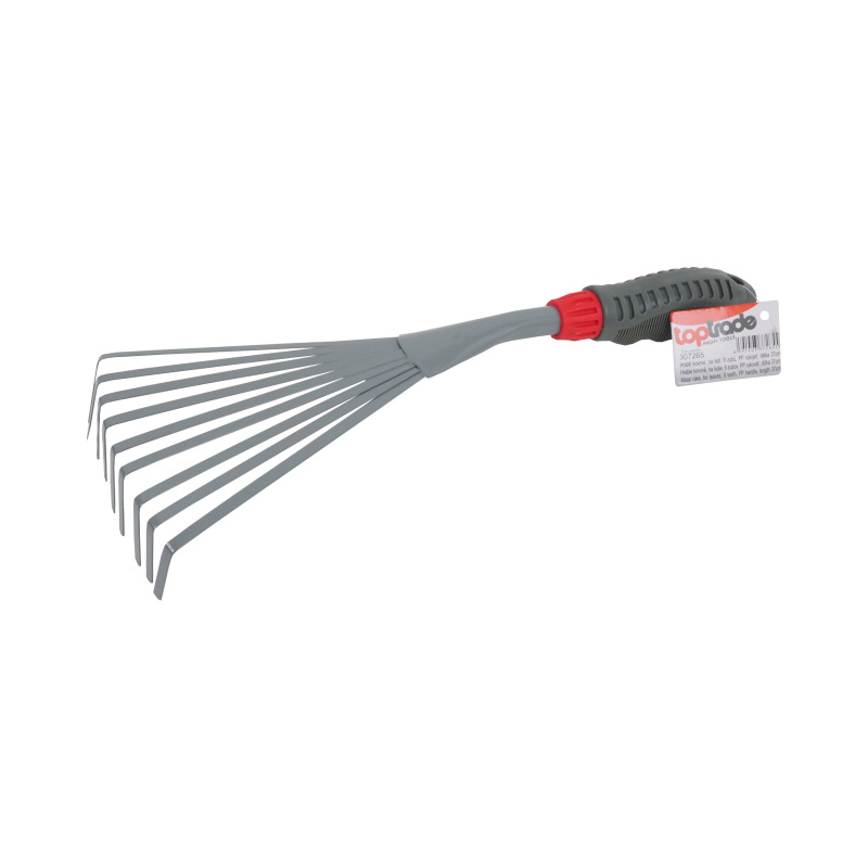 TOPTRADE hrable kovové, na lístie, 9 zubov, PP rukoväť, dĺžka 37 cm 1